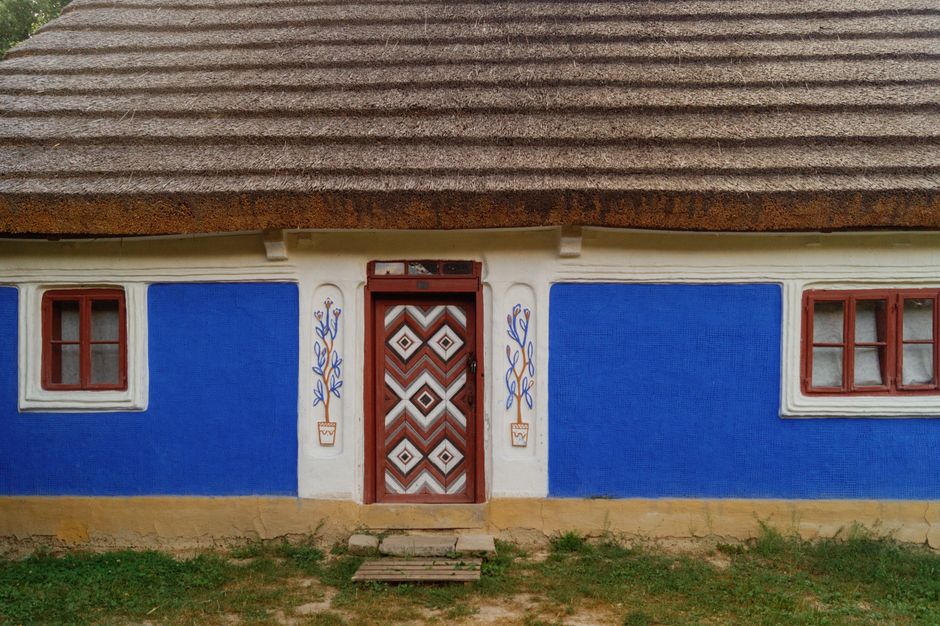 House exterior with a freshly painted wall
