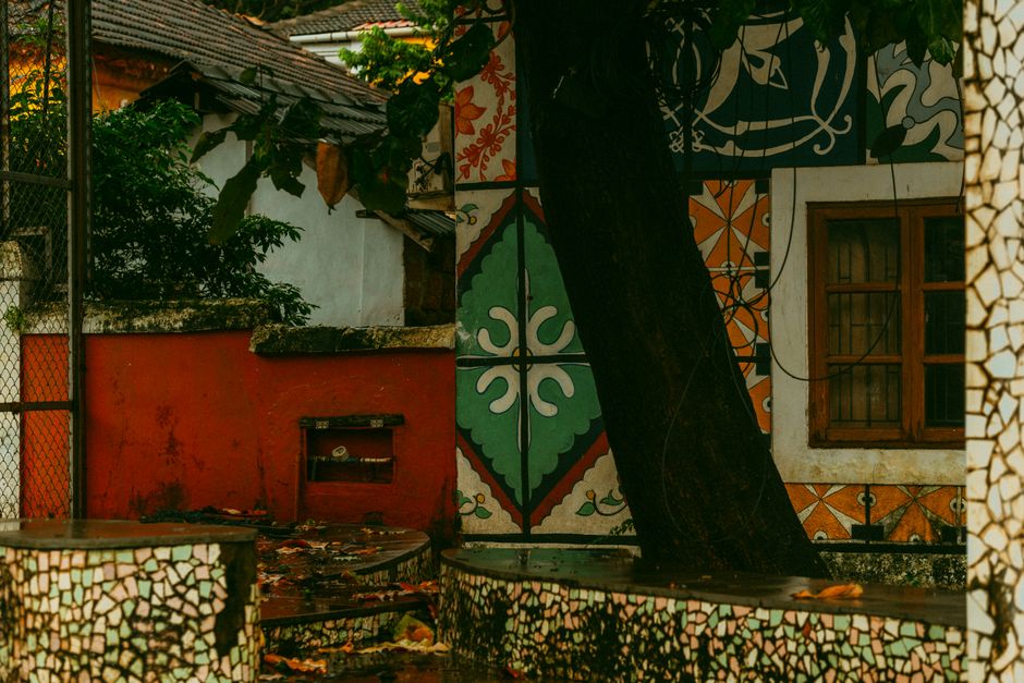 Painted exterior wall of a house in daylight